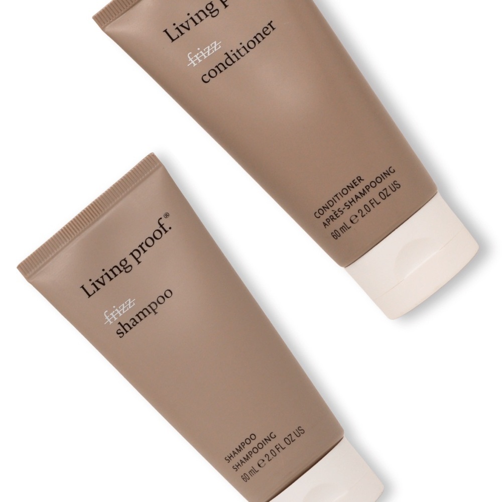 2/$50 Living Proof frizz shampoo & conditioner travel set